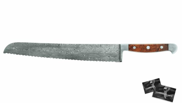 Güde bread knife Damascus steel front view