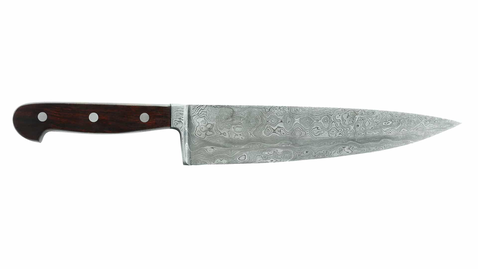 Güde chef's knife Damascus steel rear view