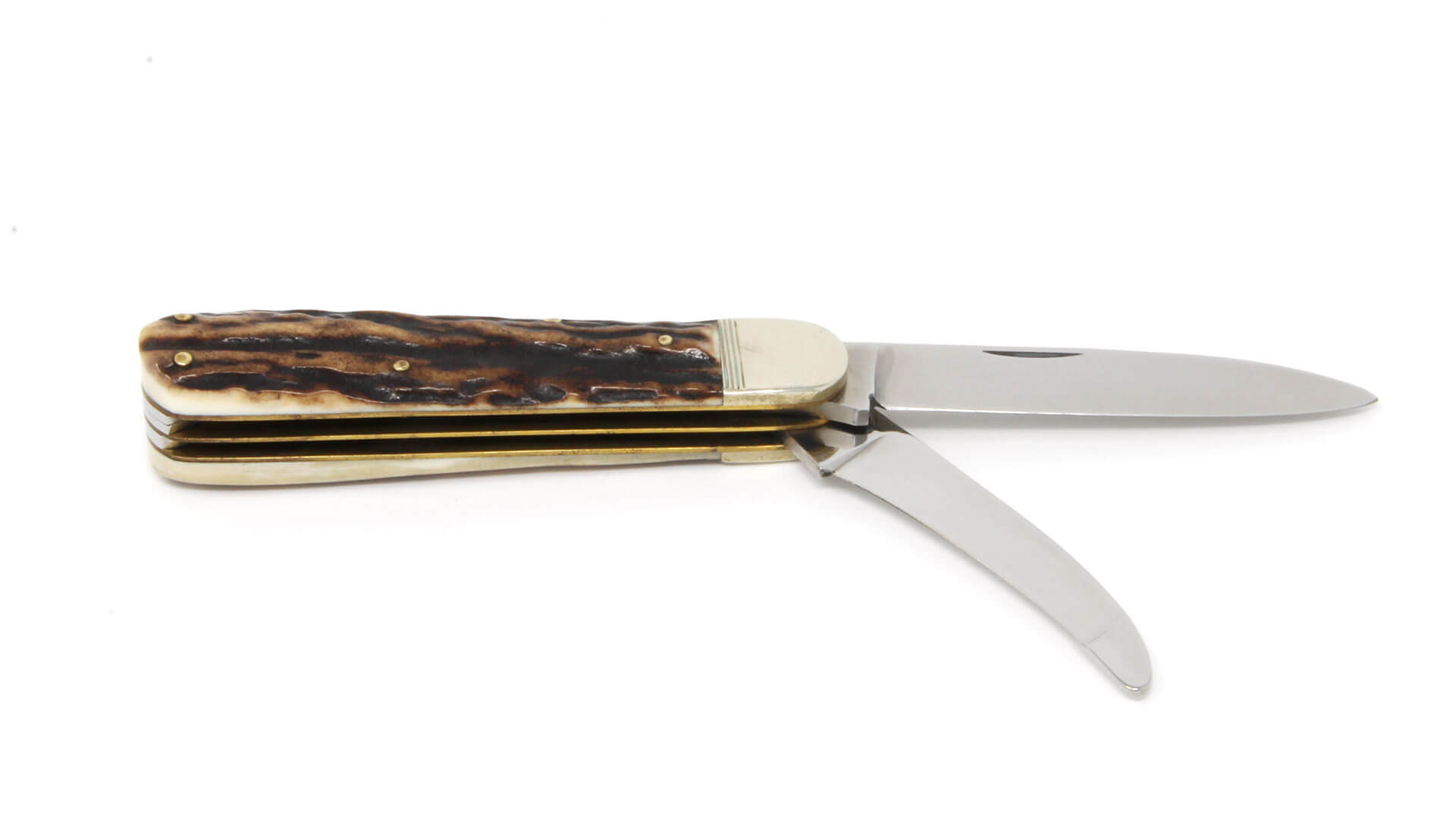 Hubertus Series 12 hunting pocket knife with woad blade and corkscrew unfolded