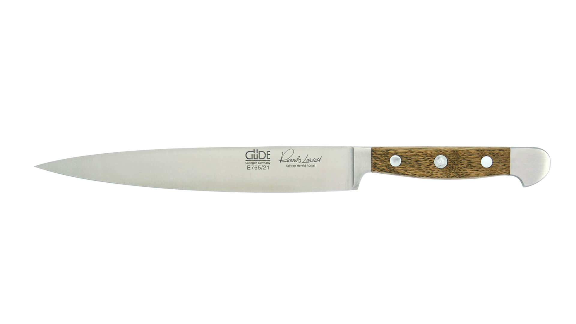 Güde Alpha barrel oak ham knife 21 cm front view