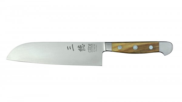Güde Alpha Olive Santoku knife 18 cm front view Solingen