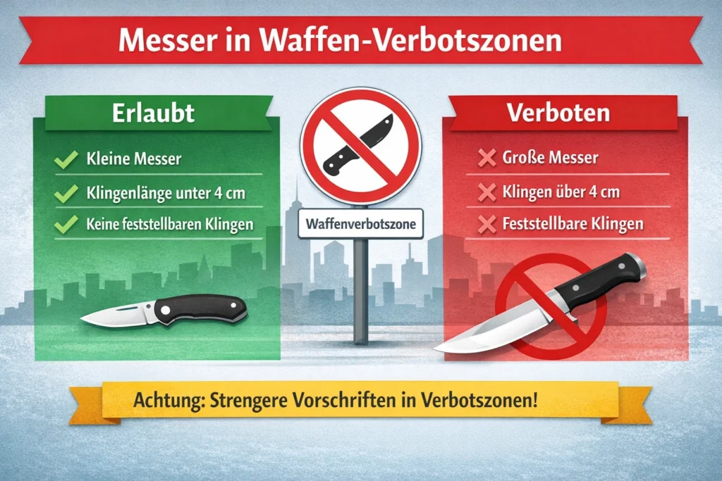 Messer in Waffenverbotszonen Deutschland erlaubt und verboten Übersicht